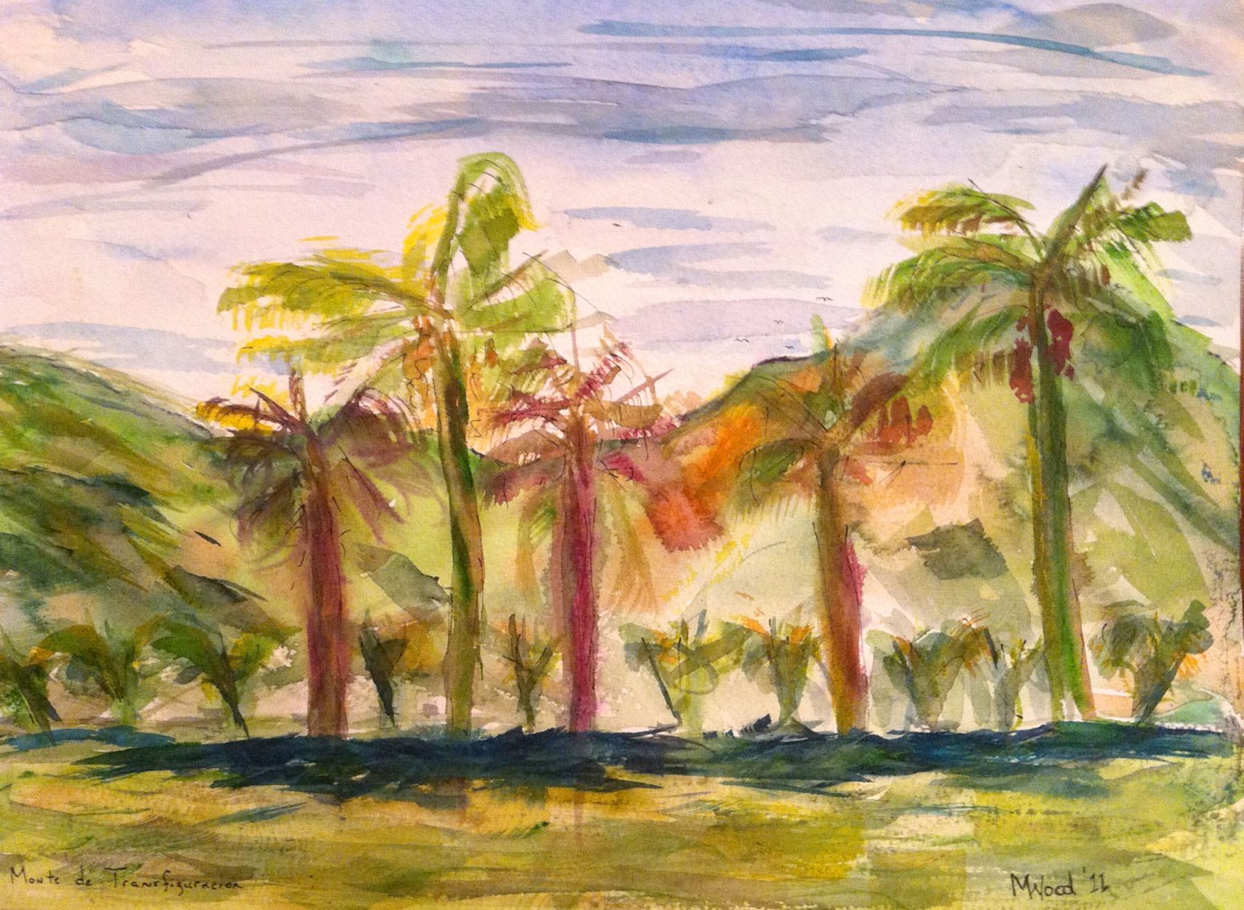 Watercolor painting: Five Palms